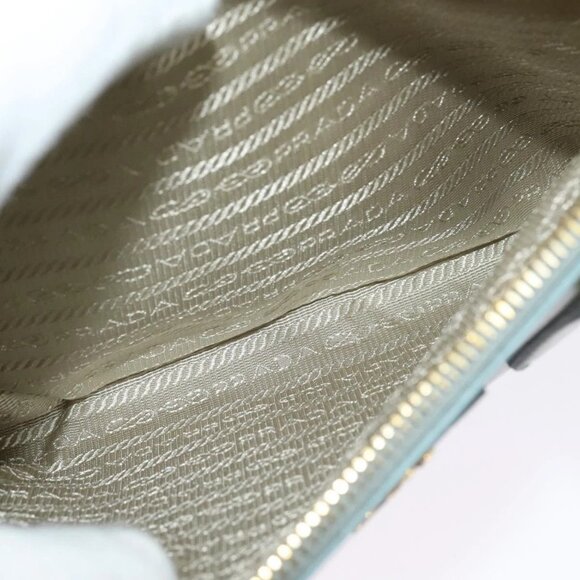 PRADA Galleria Hand Bag Safiano leather 2way Green Gold Auth - Picture 13 of 16